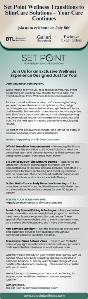You're Invited, Set Point Patients: Celebrate Our Transition to SlimCare Solutions – Exclusive Event!